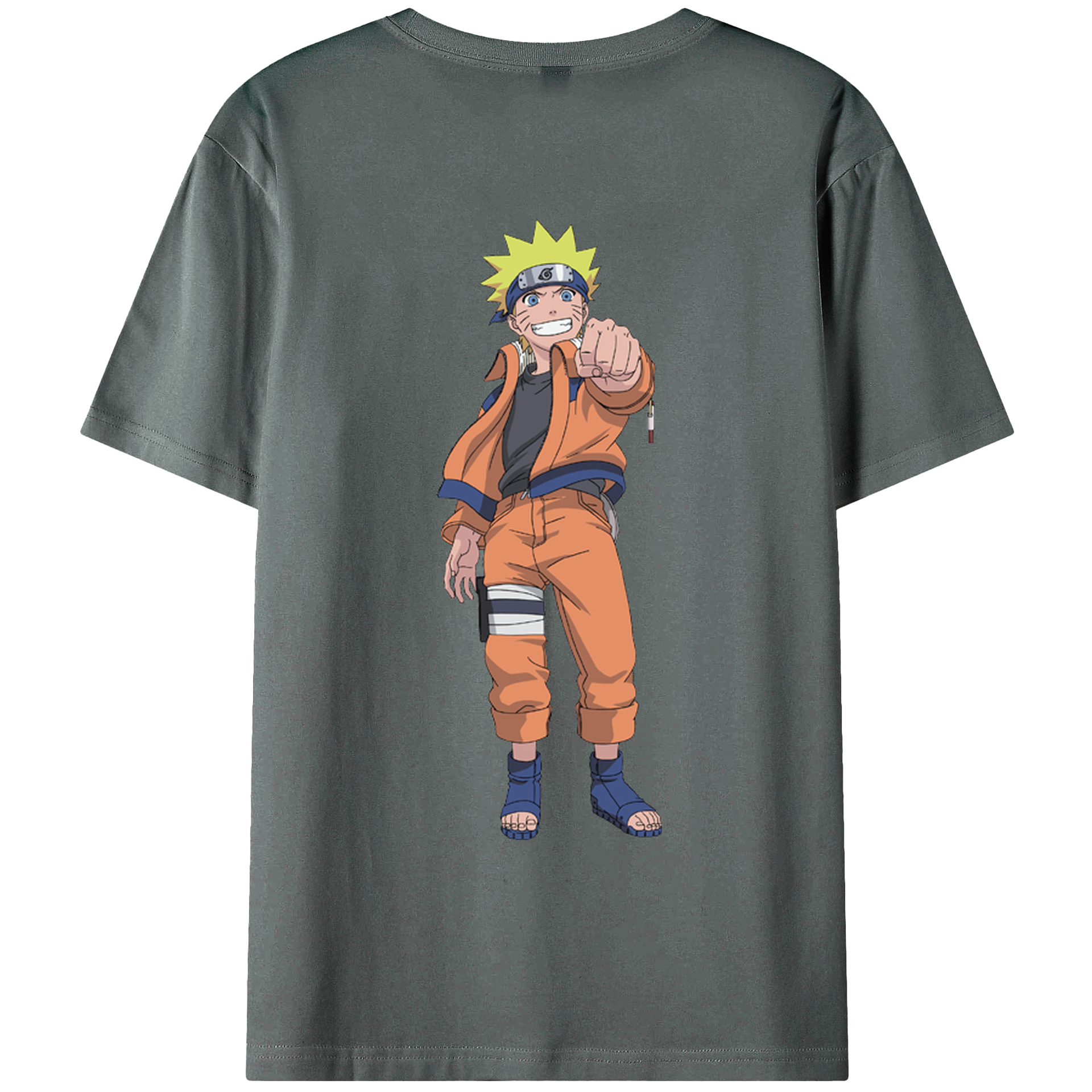 （画像用） NARUTO -ナルト- うずまき ナルト Uzumaki Naruto 綿100％ メンズ半袖Tシャツ（バックプリント） 通気性